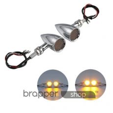 12V Chrome Mini Bullet LED Turn Signals For Cafe Racer