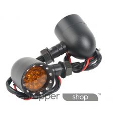 Black Aluminum Amber LED Turn Signals For Harley Chopper Models